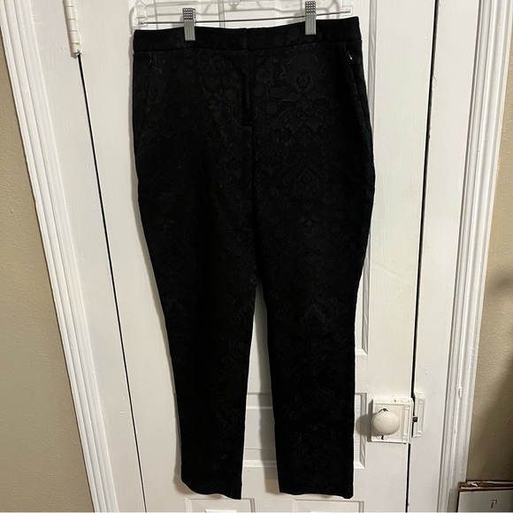 Kobi Halperin Black Pants Damask Jacquard Print Size 6 U - Picture 1 of 8